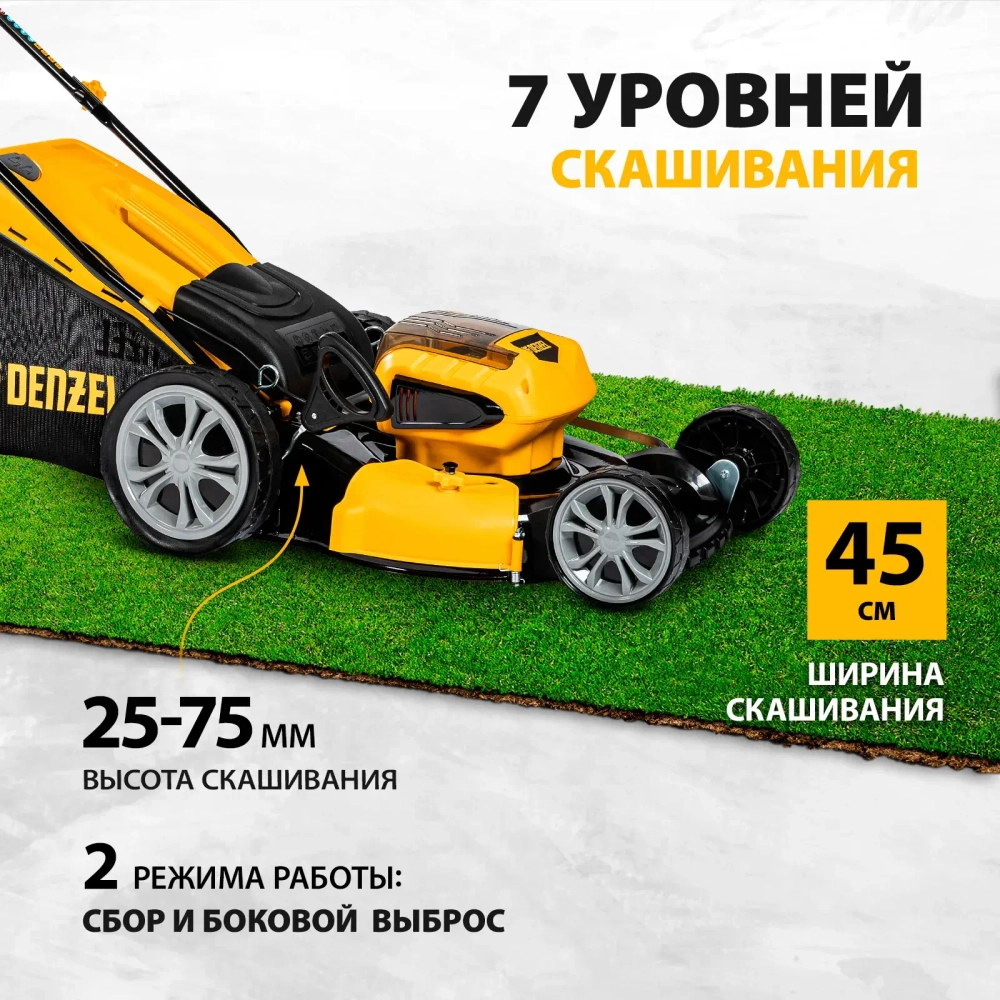 Газонокосилка аккумуляторная Denzel RLM450-36
