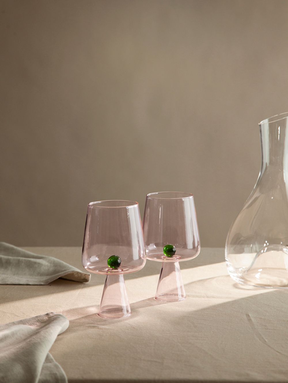 Набор бокалов для вина Orb, 400 мл, розовый/зеленый, 2 шт.