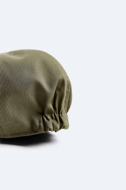 ZARA ПЛОСКАЯ КЕПКА ИЗ РЕЛЬЕФНОЙ ТКАНИ, ХАКИ