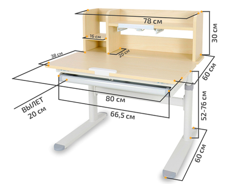 Растущая парта Ergokids Compas Max TH-308 Max (800×600 мм)