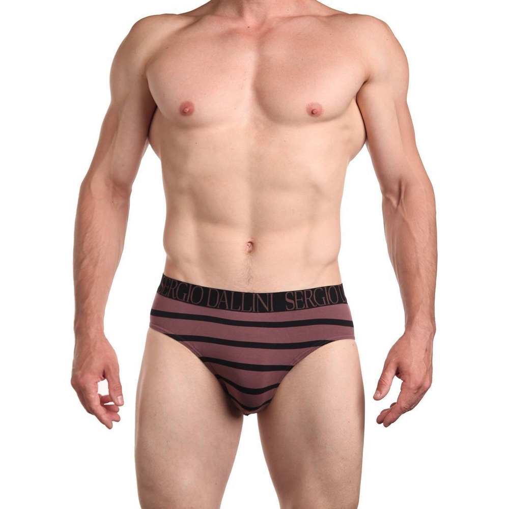 Мужские хлопковые трусы-слипы в полоску (Размер: XL) (Цвет: темно-синий)