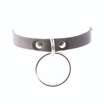 Черный кожаный чокер с большим кольцом (Цвет: черный)