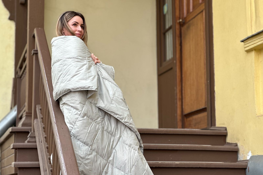 Плед дорожный пуховый 140х200 German Grass Travel Plaid серый