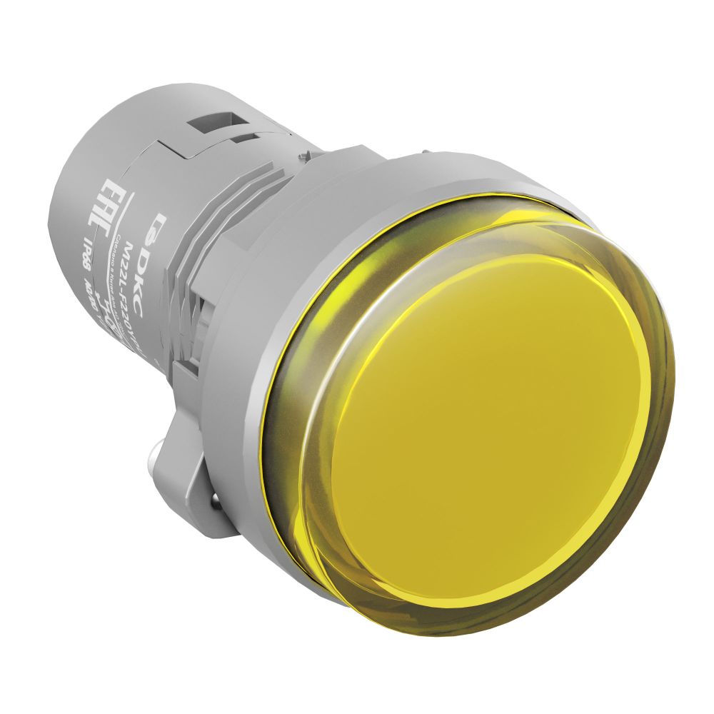 Сигнальный индикатор со встроенным диодом 220В, желтый, зажим Push-In