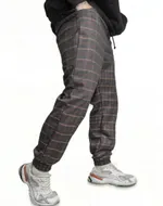 Брюки БИЧ Клетчатые Темно-серые