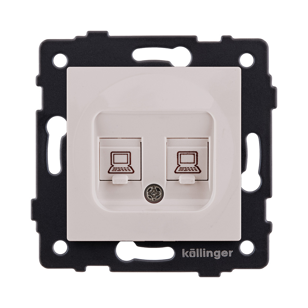 Розетка двойная Ethernet RJ45 Cat.6, кашемир матовый Kollinger REA-019CM для Aspekt, Eleganz, Reflex