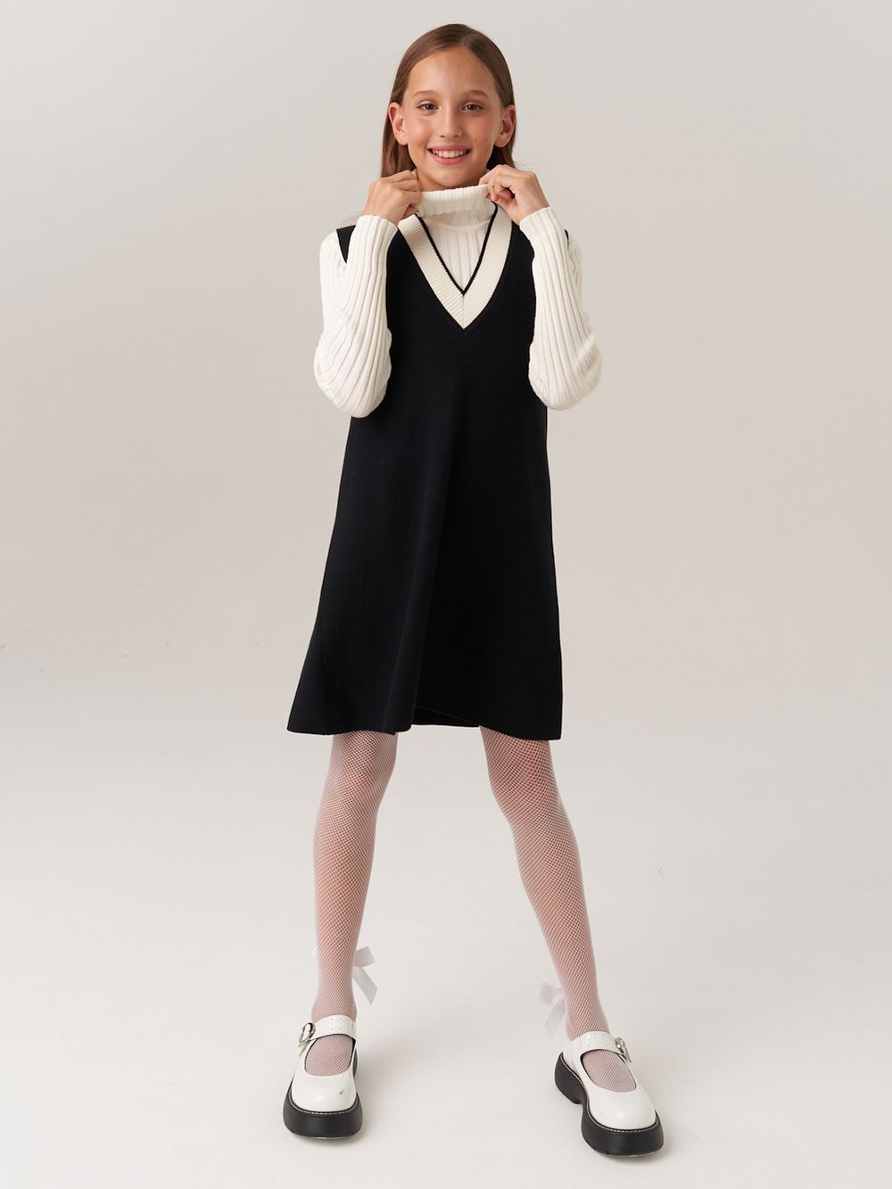 Сарафан школьный для девочки AT974 черный