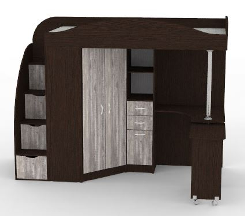 Кровать-чердак КарИВи Юниор 4 Венге Бетон