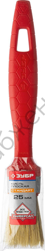 ЗУБР УНИВЕРСАЛ 25 мм, 1″ светлая натуральная щетина, пластмассовая ручка, Плоская кисть, СТАНДАРТ (01015-025)
