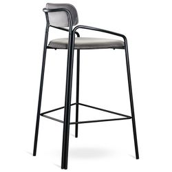 Стул барный Ror, Round, велюр, черный/серый