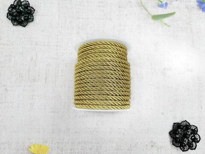 Шнур витой мебельный, ш. 5 мм, люрекс золото