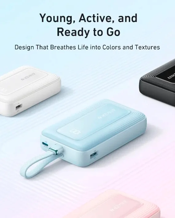 Высокоскоростное портативное зарядное устройство Anker Zolo 20000mAh, 30W (with cable Type-C) - Blue