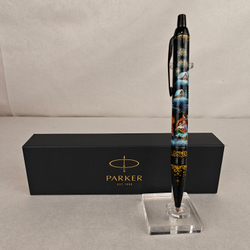 Ручка шариковая Parker "Сказочная тройка" на черном с ручной росписью Палех в коробке