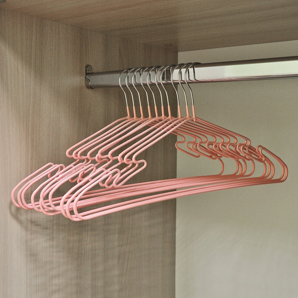 Набор металлических вешалок с нитриловым напылением, 10 штук, цвет розовый