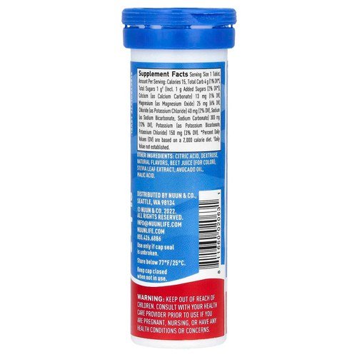 Nuun, Sport Hydration, напиток с шипучим электролитом, фруктовый пунш, 10 таблеток