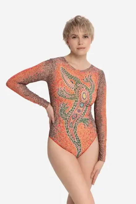 Купальник с рукавами "Крокодил Оранжевый"