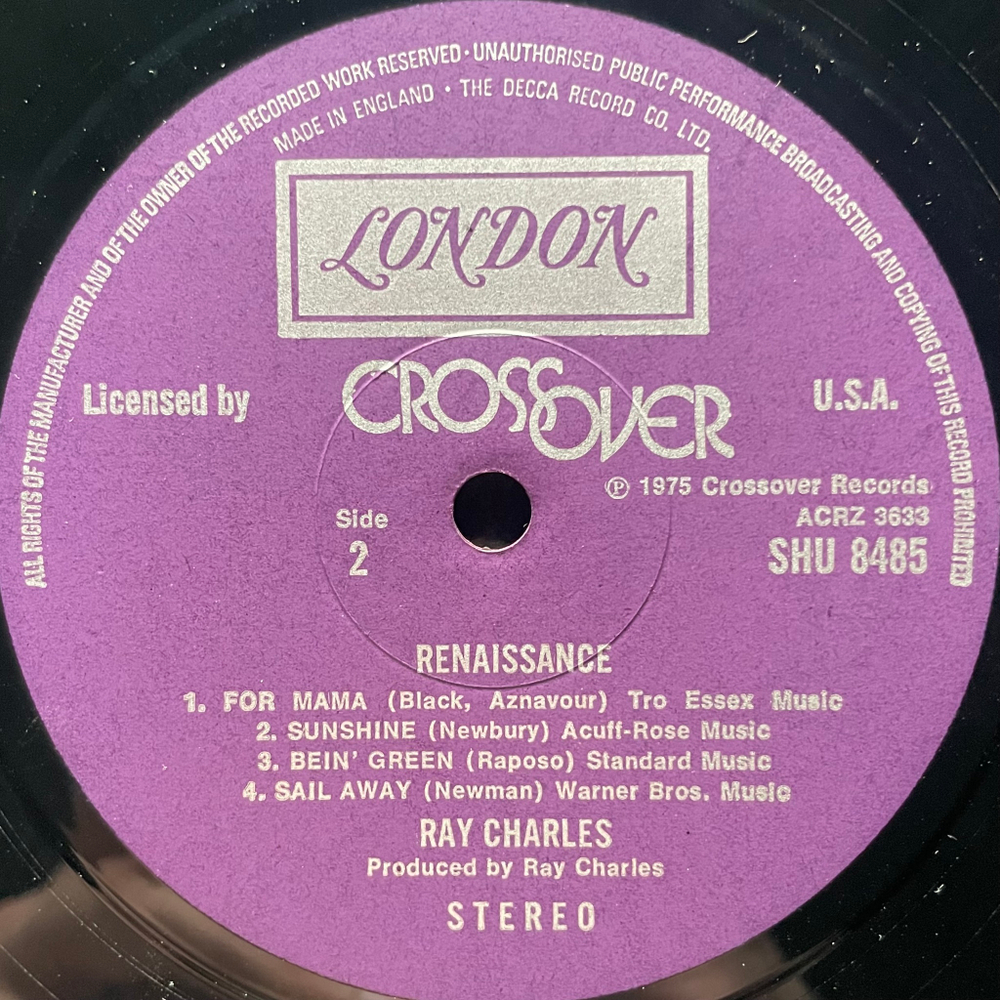 Ray Charles ‎– Renaissance (Англия 1975г.)