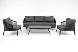 "Верона" лаунж-зона 5-местная плетеная из роупа (веревки), каркас алюминиевый темно-серый, роуп темно-серый