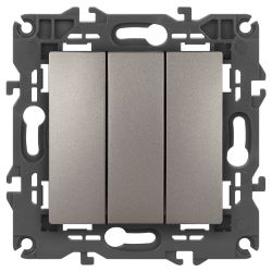 Выключатель ЭРА Elegance 14-1107-16 тройной, 10АХ-250В, титан