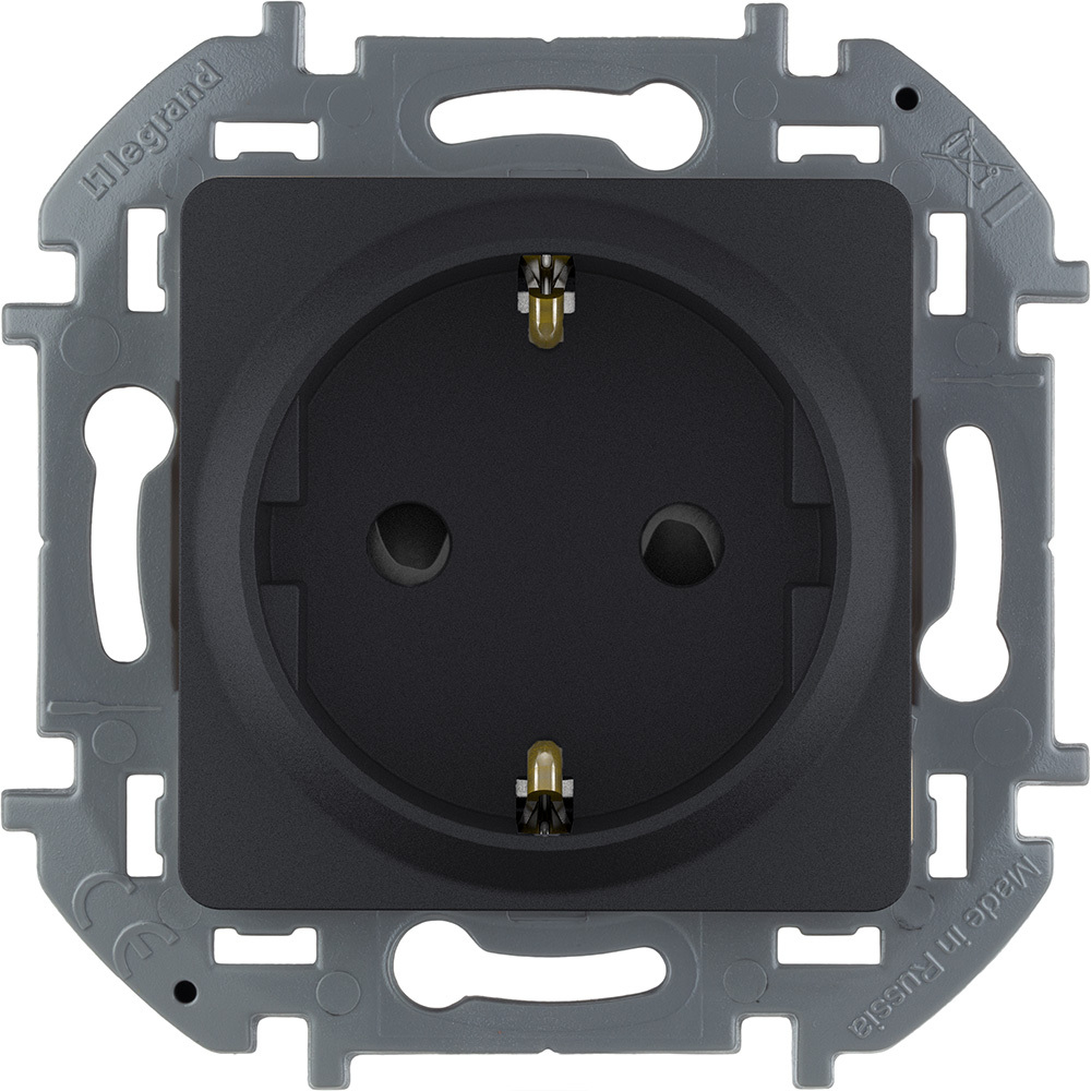 Розетка с заземлением со шторками 16А 250В антрацит Inspiria Legrand