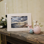 Картина акварельная авторская в паспарту 21х30 см на стену для интерьера "Город у воды"