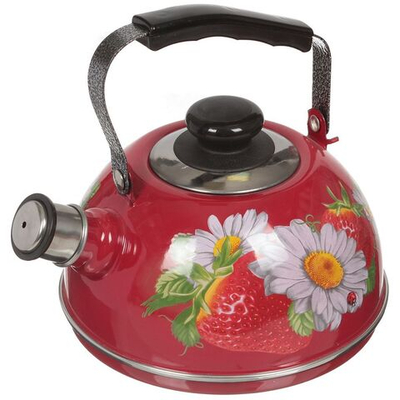 Чайник сталь, эмал, 2.5 л, свист, подв ручк, Рубин, С2206, крас-борд, TМ04/25/01/01 /05  /14