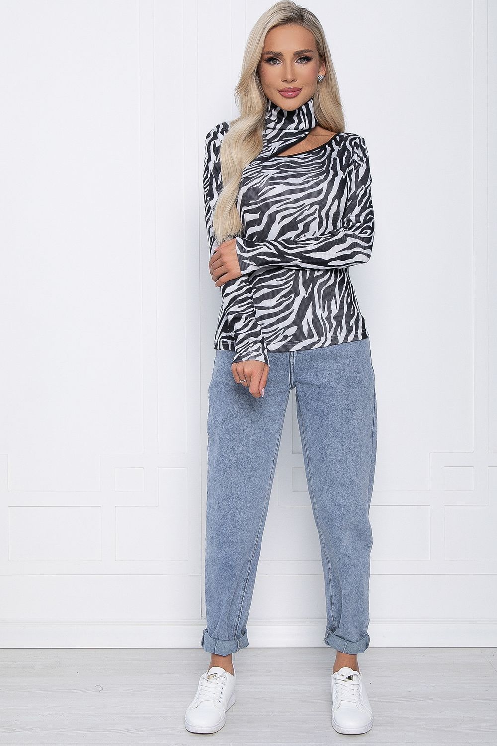 Лонгслив Зебруша (черно-белый) Б11037 LT Collection