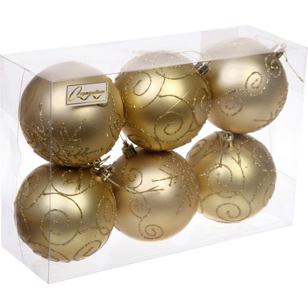 Набор шаров 8 см «Magic wish» (набор 6 шт), Золото