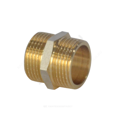 Ниппель латунь никель Ду 15 (1/2") НР 9022 ГОСТ 32585-2013 Aquasfera 9022-01