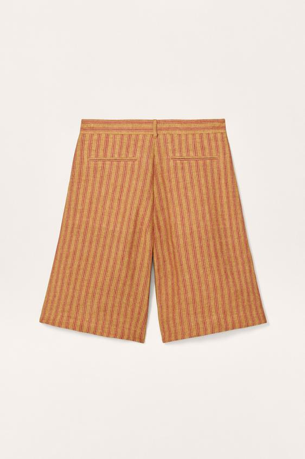 ZARA ЛЬНЯНЫЕ ШОРТЫ-БЕРМУДЫ В ПОЛОСКУ, ОРАНЖЕВЫЙ/ЖЕЛТЫЙ