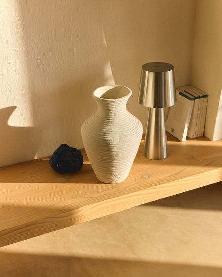 Настольная лампа Arenys малая из металла с блестящей серебристой отделкой