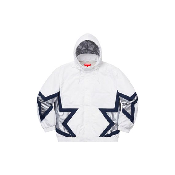 Supreme SS19 Stars Puffy Jacket White logo