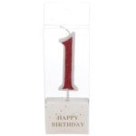 Свеча для торта Цифра Иллюзия «1» 9.5 см, красный