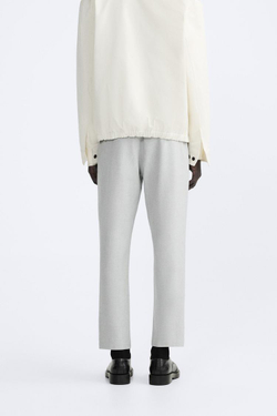 ZARA БРЮКИ КОМФОРТНОЙ ПОСАДКИ ИЗ РЕЛЬЕФНОЙ ТКАНИ, СЕРЫЙ С МЕЛАНЖЕВЫМ ЭФФЕКТОМ