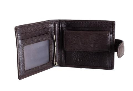 Портмоне тёмно-коричневое с зажимом из натуральной кожи Dublecity 063-DC9-16B
