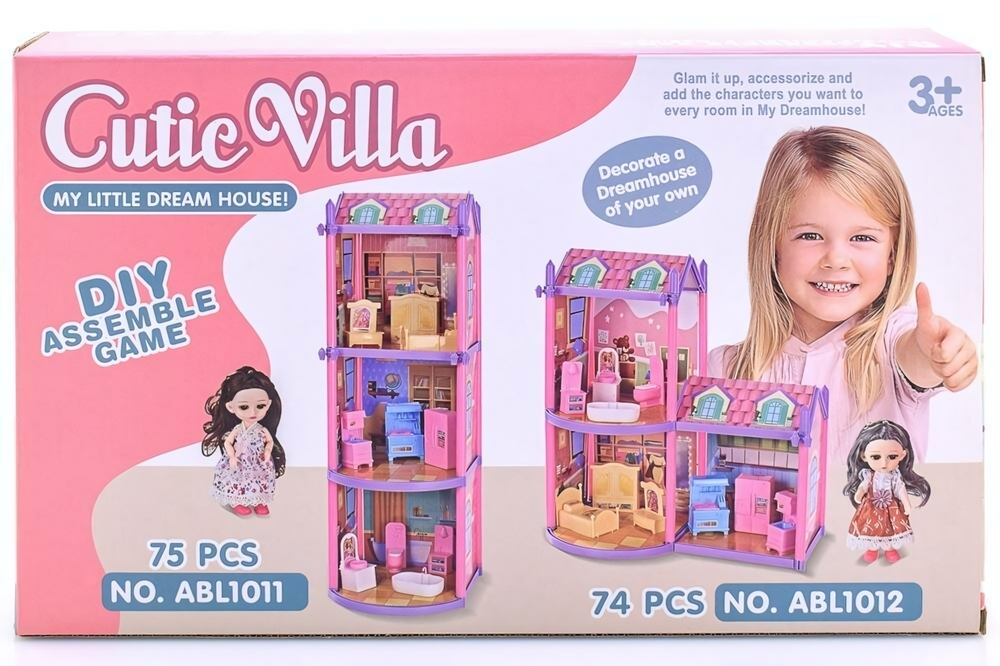 Дом для куклы с куклой и мебелью коробка ABL1011