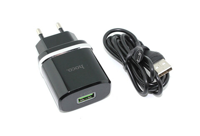 Блок питания (сетевой адаптер) HOCO С12Q Smart QC3.0, кабель Micro USB, USB, 5V, 3.0A, черный