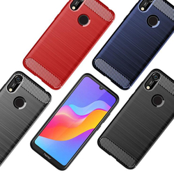 Чехол для Huawei Y6 2019 (Honor 8A Pro) цвет Red (красный), серия Carbon от Caseport