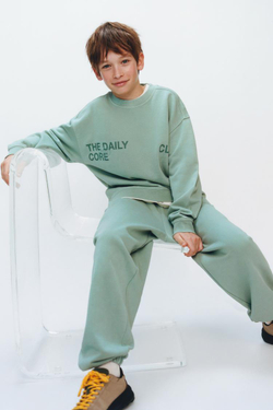 ZARA БРЮКИ BALLOON ИЗ ФЛИСА С ВЫШИВКОЙ, ЦВЕТ МОРСКОЙ ВОЛНЫ