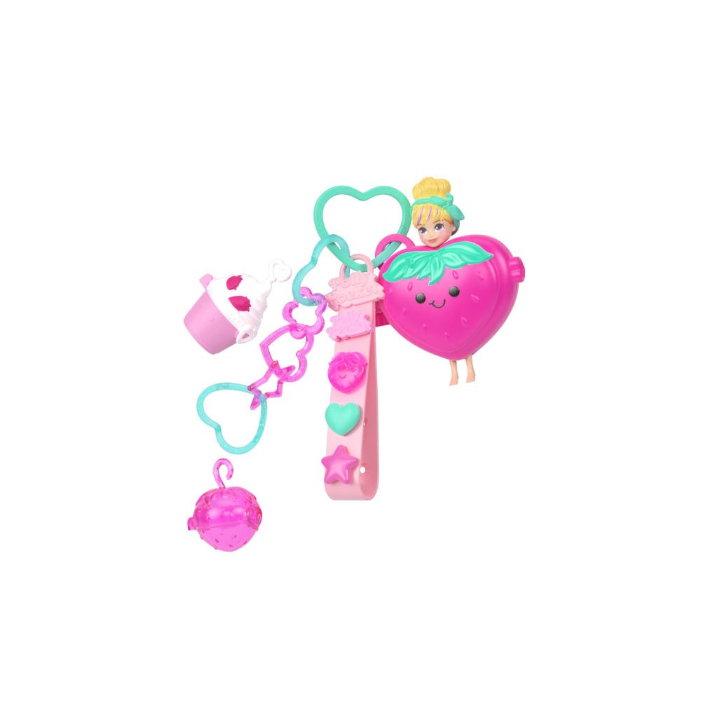 Polly Pocket - Стильный браслет КЛУБНИКА Набор с брелоком и куколкой JKR53