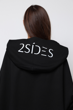 Худи черное с надписью 2SIDES