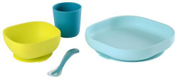 913428 Набор посуды: 2 тарелки, стакан, ложка SILICONE MEAL SET (4PCS) BLUE