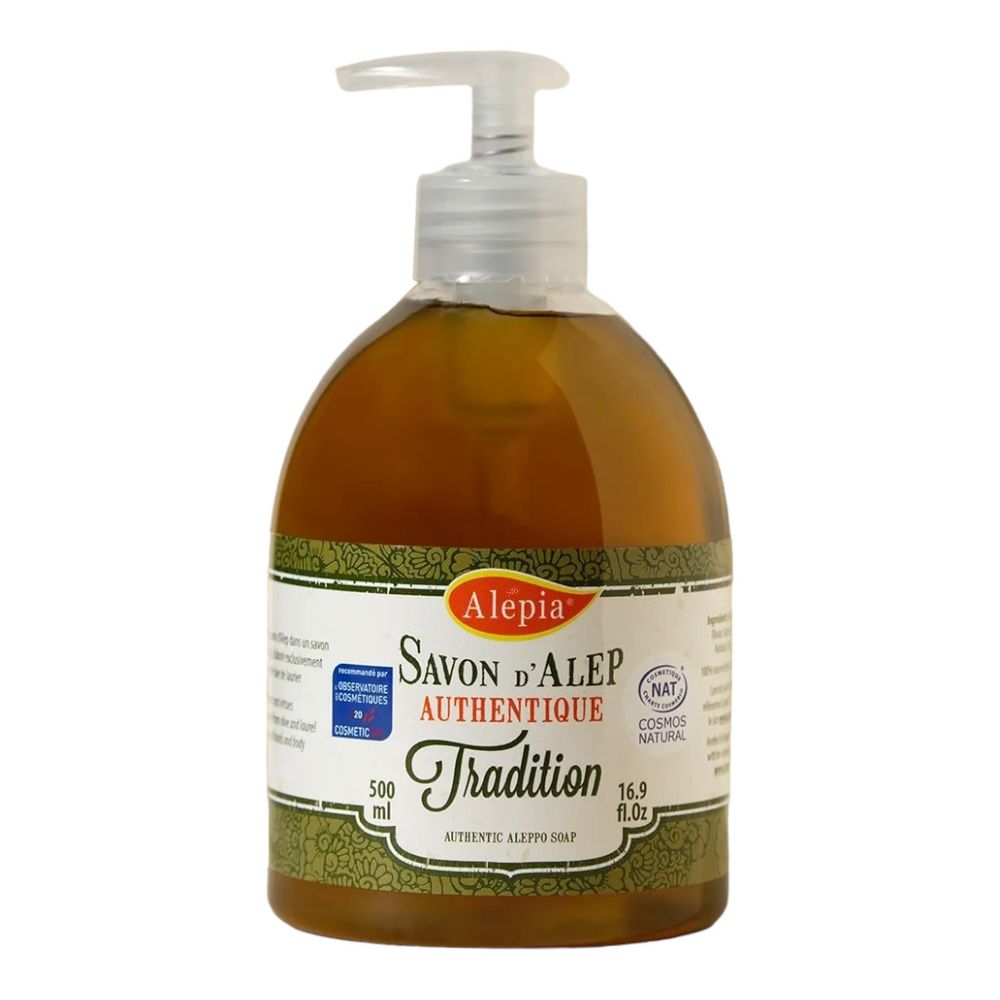 Традиционное жидкое алеппское мыло с маслом лавра 1%, 500 мл (Alepia)