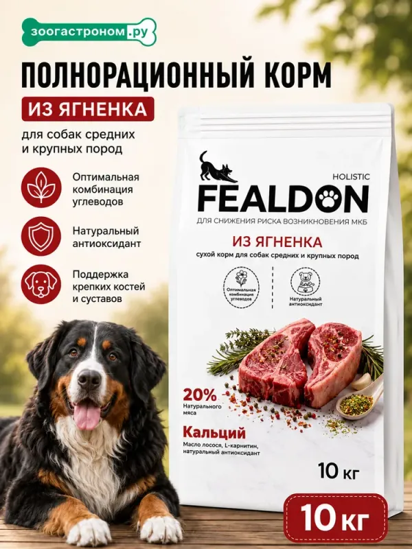 Сухой корм Fealdon для взрослых собак средних и крупных пород из ягненка