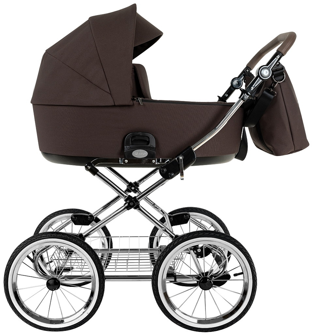 Детская коляска Roan Bass Next Classic d14 2.0 3 в 1 с автокреслом Tutis Elo Lux EduSky Black BSNC/93/2 Turkish Coffe/Black/руч.Cappuccino