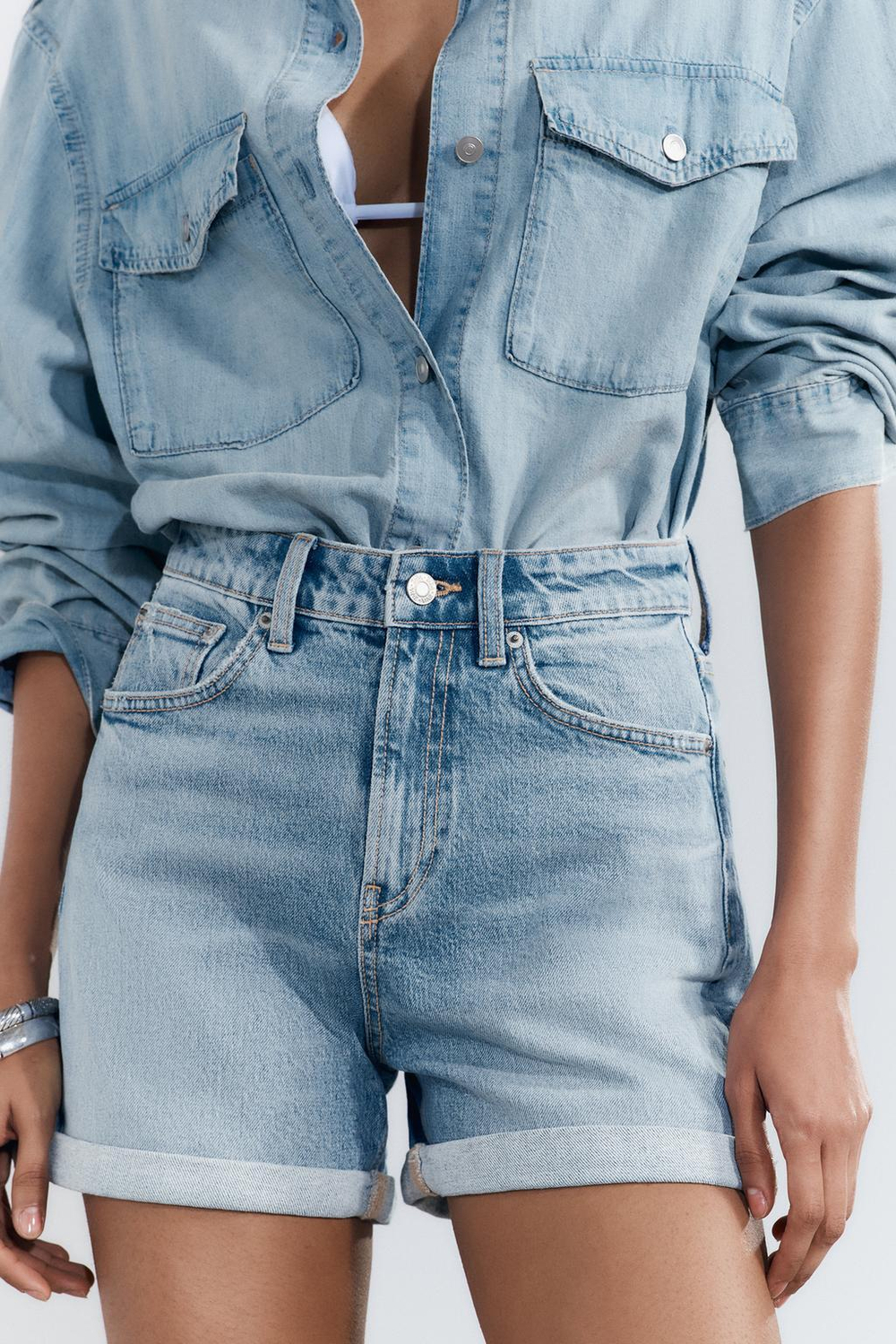 Шорты trf mom fit с высокой посадкой