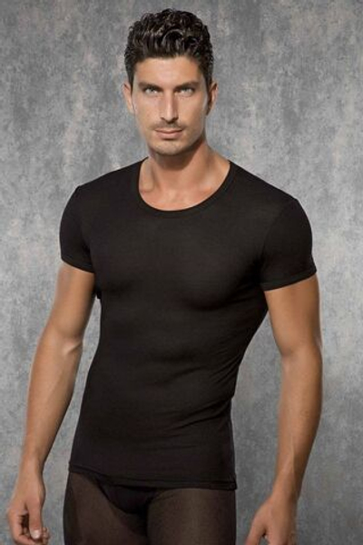 Мужская обтягивающая футболка в мелкий рубчик Doreanse Ribbed Modal (Размер: XXL) (Цвет: черный)