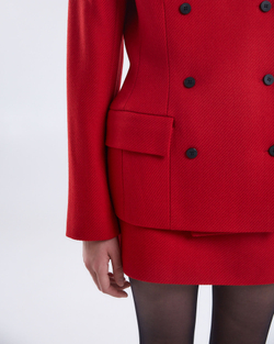 Жакет двубортный приталенный из шерсти красный