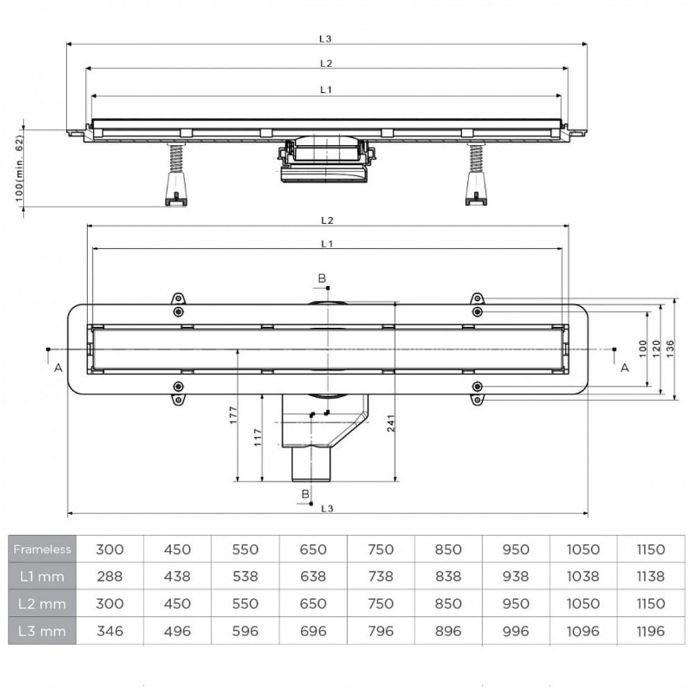 Душевой лоток Pestan Confluo Frameless Line 650 Black Glass