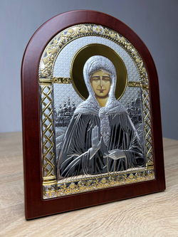 Матрона, икона арочная, красное дерево 175х225